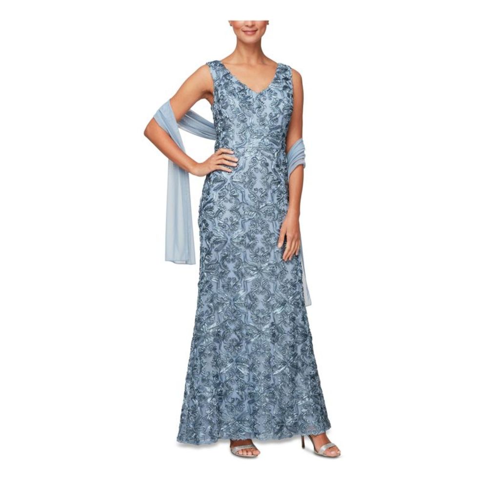 ALEX EVENINGS Light Blue w/o Shawl Formal 10P. minor fraying (came that way)